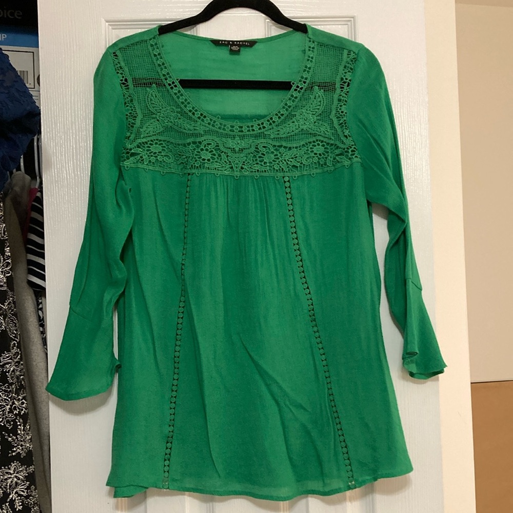 Green Lace Detail Women's Top